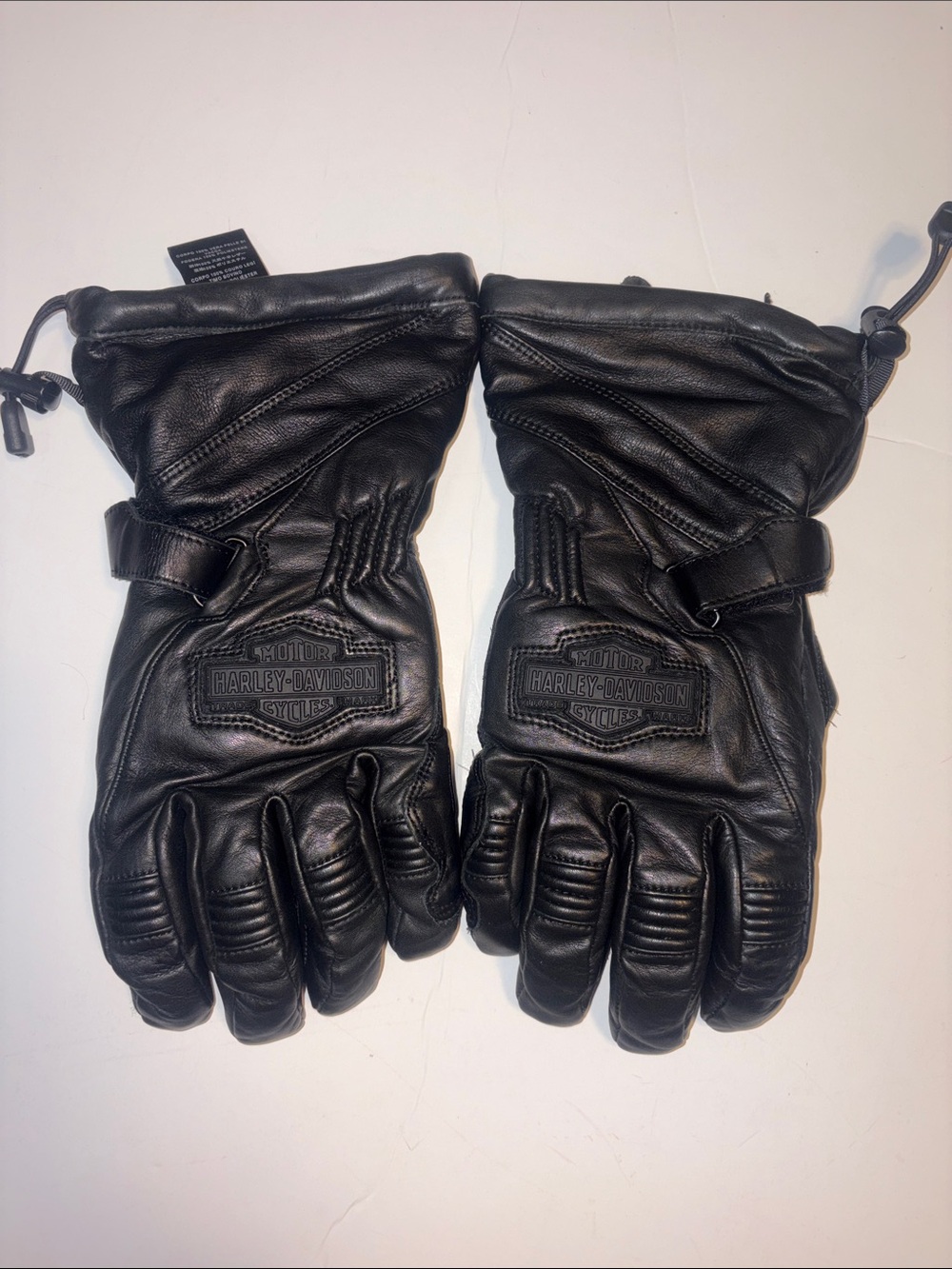 Harley-Davidson Black Leather Motorcycle Gloves with Knuckle Padding